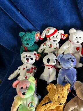 Lot of 14 Ty Beanie Babies including Peace, Glory, 1999 Signature, and Holiday B